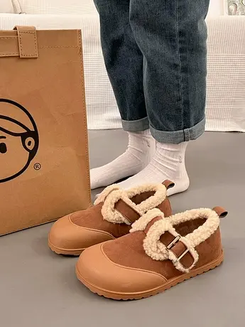 勃肯鞋女加绒保暖一脚蹬豆豆鞋2023新款冬季毛毛鞋博肯玛丽珍棉鞋图片