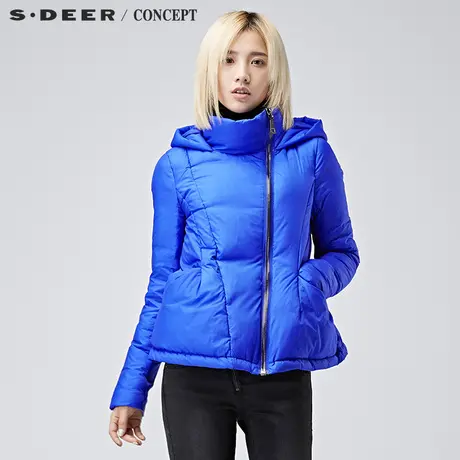s.deer【新品】圣迪奥女装明艳色调连帽休闲羽绒服S16482487图片