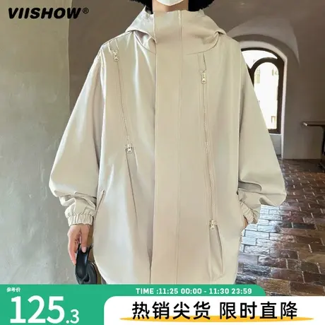 VIISHOW冲锋夹克男春秋季美式潮牌宽松户外机能防风痞帅连帽外套商品大图