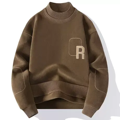 摇粒绒卫衣男秋冬季潮ins刺绣半高领加绒加厚双面绒长袖休闲衣服商品大图