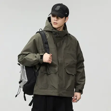 休闲宽松冲锋衣外套百搭潮流户外时尚外套男秋冬款潮牌外套休闲商品大图