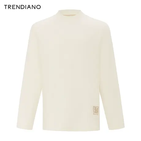 TRENDIANO字母提花长袖T恤2024年春季新款休闲立领百搭上衣男生图片