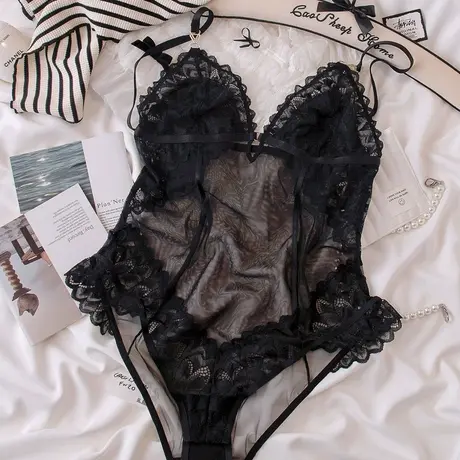 触凡心动*纯欲性感花边蕾丝连体衣法式宫廷镂空文胸内衣商品大图