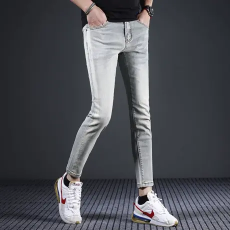 香港高端九分牛仔裤男款修身小脚2024新款春夏季弹力男士裤子潮牌商品大图