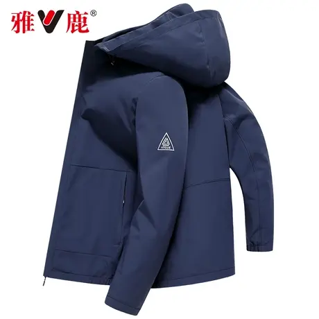 雅鹿连帽夹克男士外套2024春季新款中青年防风冲锋衣休闲宽松上衣商品大图