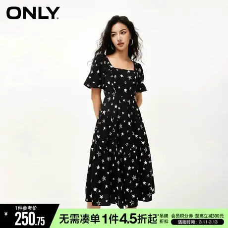 ONLY秋季法式复古收腰显瘦中长裙碎花连衣裙女|123207085图片
