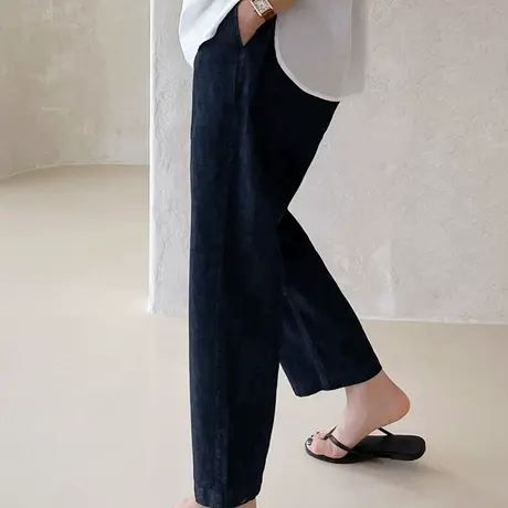 纯诗曼夏装新款哈伦裤女韩版高腰宽松显瘦老爹时尚休闲牛仔九分裤图片