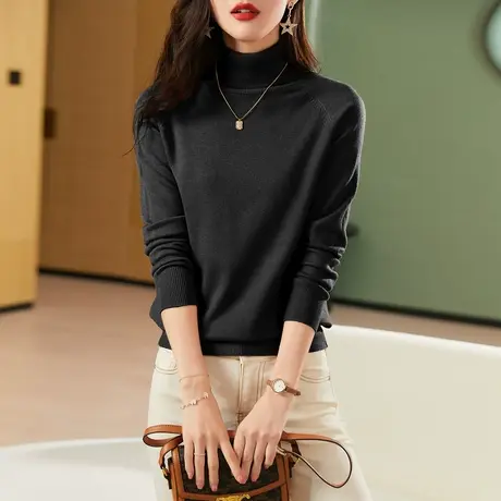 时尚高领针织衫2022年秋冬季新款女士气质显瘦高领设计感针织打底商品大图