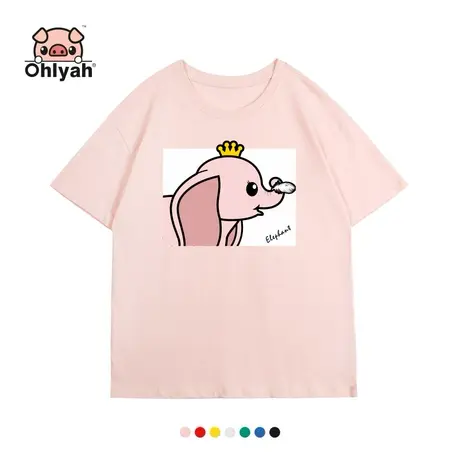 Ohlyah2023夏装新款小飞象短袖T恤女装韩版宽松衣服学生卡通半袖图片