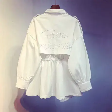 2023春装新款韩版夏工装风衣休闲中长款春秋宽松外套薄款秋季女装商品大图