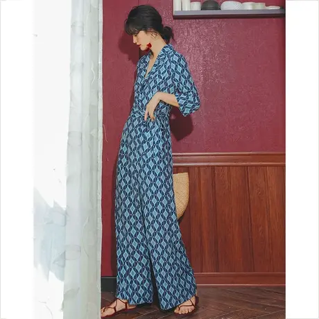 雪纺工装连体裤裙裤女高级感波西米亚设计感小众套装夏薄款阔腿裤商品大图