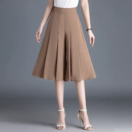 百褶裙裤女夏季2023新款高腰宽松阔腿裤大码显瘦七分裤休闲裤裙薄商品大图