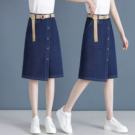 时尚裙裤女夏季牛仔裤裙高腰胖mm遮胯显瘦梨形身材a字半身裙中裙图片