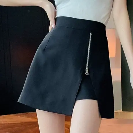 黑色下半身失踪西装短裤女夏季薄款高腰显瘦a字紧身弹力辣妹热裤图片