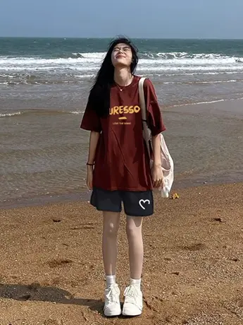 仿棉女士短袖t恤夏季2023新款多巴胺穿搭小众设计感宽松显瘦上衣商品大图