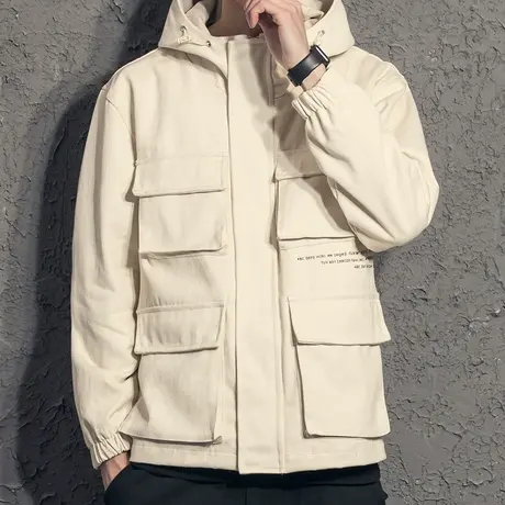 奕飏秋季日系工装外套男 韩版潮流休闲连帽夹克 宽松潮牌上衣春秋图片