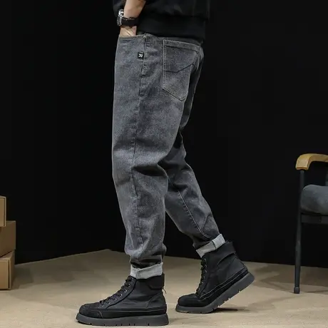 秋季牛仔裤男士秋冬款潮牌男裤加肥加大宽松小脚大码2023新款裤子图片