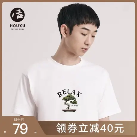 后序【放青松】新中式短袖T恤男夏季原创个性玩味半袖中国风男装图片