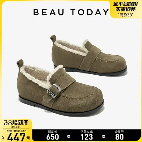 BeauToday厚底女鞋秋冬新款复古勃肯鞋女丑萌圆头女鞋平底休闲鞋商品大图