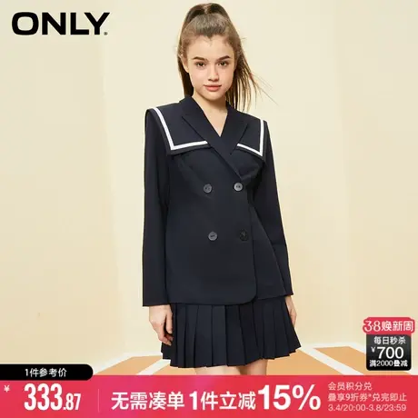 ONLY冬季时尚学院风收腰短款百褶西装连衣裙女|123107033图片
