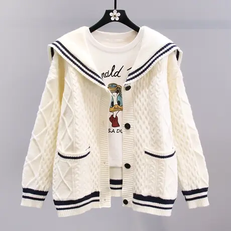 海军领毛衣外套女秋冬2023新款日系宽松学院风甜美减龄针织开衫图片