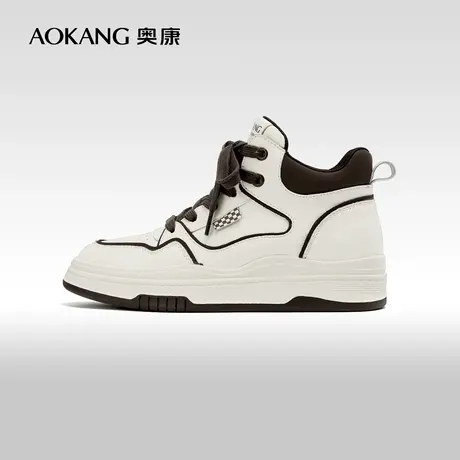 奥康女鞋 春秋季新款百搭厚底透气高帮板鞋系带潮流运动休闲鞋图片