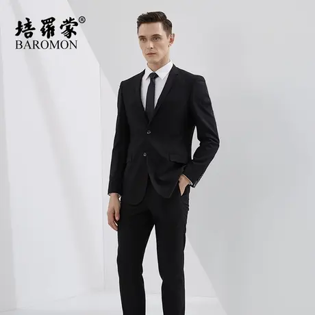 培罗蒙西服套装男商务休闲西装外套黑色修身职业正装新郎结婚礼服图片