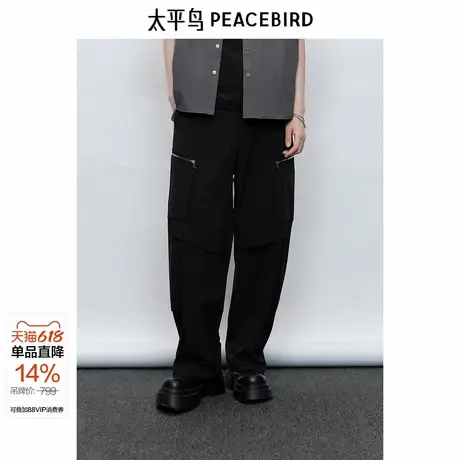 【商场同款】太平鸟男装 休闲裤尼龙弹休闲直筒男士卫裤B2GLF2D12图片