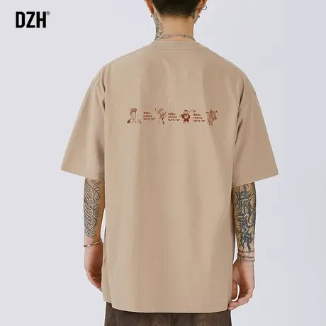 男士圆领t恤男短袖潮牌男款美式国潮印花体恤2025年新款夏天衣服商品大图