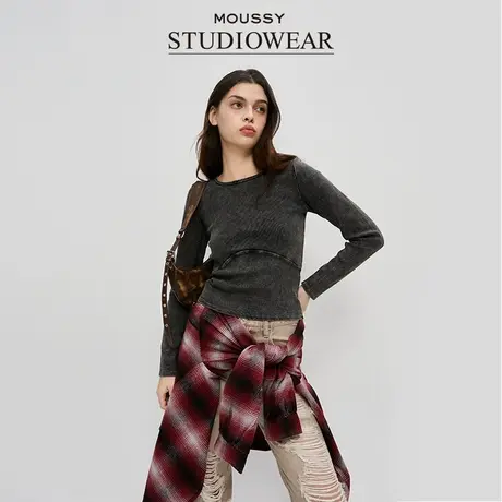 MOUSSY x STUODIOWEAR 春季新品修身打底衫针织衫028HAA90-2531商品大图