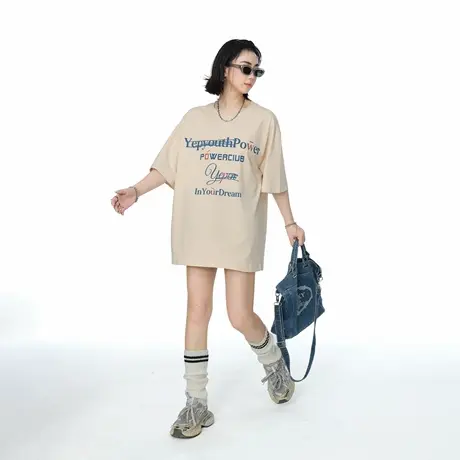 YEP2025夏季新款美式宽松印花短袖T恤潮牌ins风男女同款半袖上衣商品大图