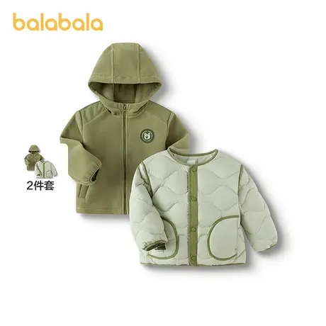 巴拉巴拉balaOne儿童羽绒服男童女童冬外套摇粒绒两件套2025新款商品大图