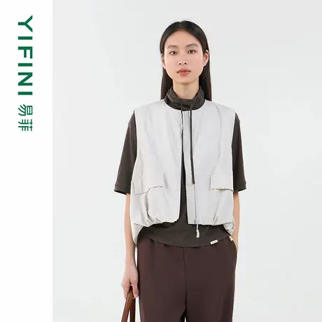 [专柜同款]Yifini/易菲前短后长圆领无袖马甲截短款上衣外套25秋图片