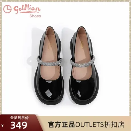 金利来女鞋2024秋季时尚圆头黑色百搭低跟浅口套脚简约玛丽珍单鞋图片