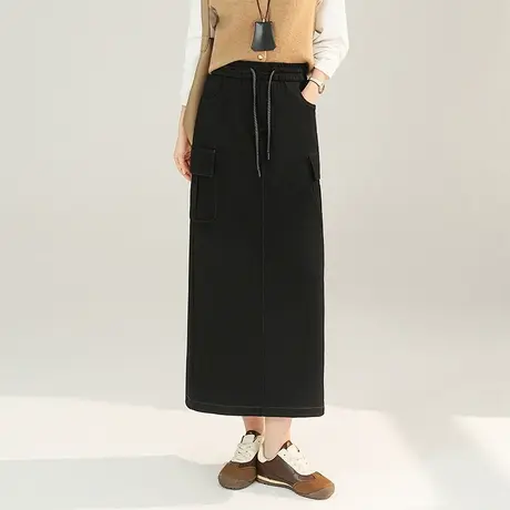 时尚百搭牛仔半身裙女2025新款高腰显瘦直筒裙中长款休闲工装裙子商品大图