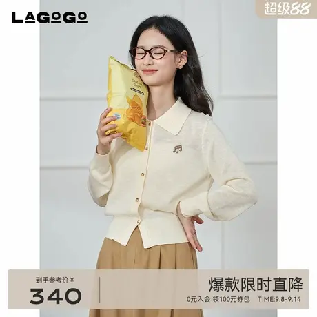 LAGOGO甜美减龄针织衫女拉谷谷2025年秋季新款米色上衣OCMM837B22商品大图