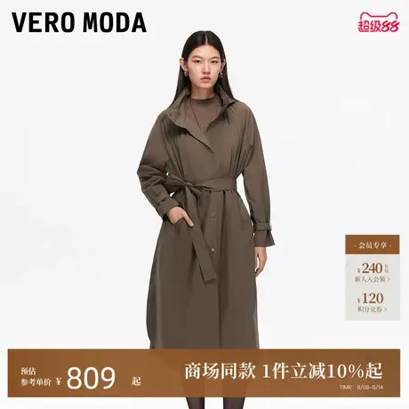 Vero Moda风衣2025秋季新款含棉捏褶小立领纯色百搭外套325321012商品大图