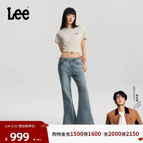 【张凌赫代言】Lee商场同款26春夏新Flare宽松喇叭牛仔裤中浅蓝女图片