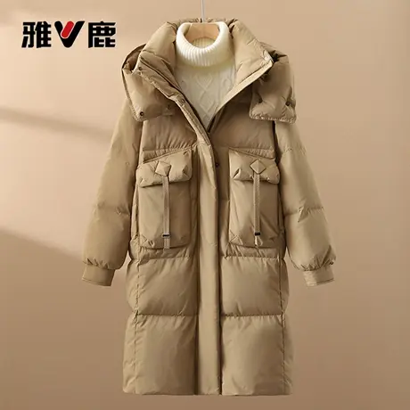 雅鹿官方2025年新款加厚时尚女款显瘦连帽长款羽绒服女装超保暖商品大图