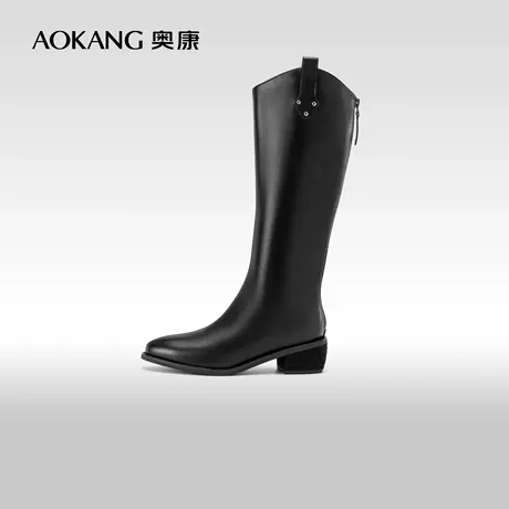 奥康女鞋 2023冬季新款时尚粗跟长靴骑士靴瘦瘦靴舒适百搭靴子女图片
