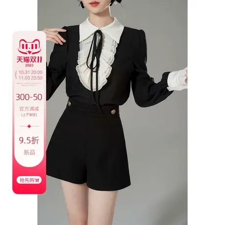 韩语琳黑色高腰短裤女2023新款秋款外穿高级感百搭显瘦裤子休闲裤图片