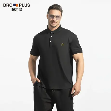 胖哥哥大码polo衫男宽松加肥加大码男士短袖T恤中年商务爸爸男装图片