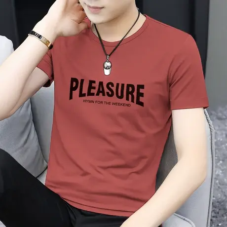 莫代尔短袖t恤男装夏季冰丝凉感速干体恤圆领上衣服潮流印花半袖商品大图