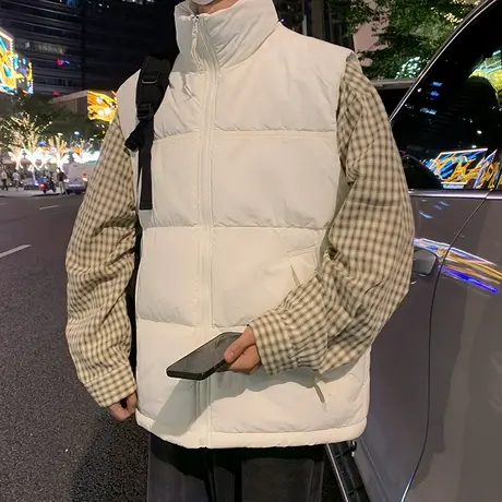 立领马甲男冬季棉衣无袖面包棉服男无性别棉袄青少年保暖背心外套商品大图