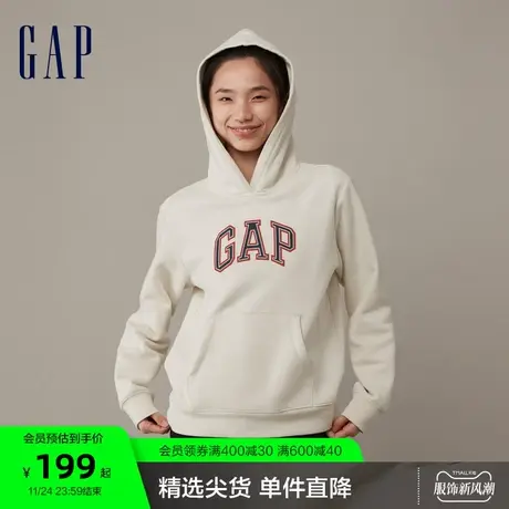 【断码优惠】Gap女装冬新款LOGO宽松廓形落肩袖卫衣连帽衫841069图片