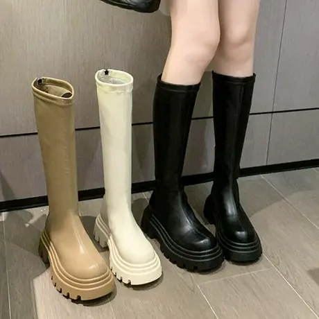 长筒靴女骑士靴2023新款弹力瘦瘦靴厚底高筒靴小个子不过膝长靴子商品大图
