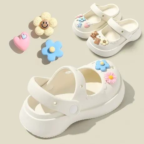 玛丽珍洞洞鞋女夏季可爱外穿增高厚底EVA防滑包头两穿沙滩凉拖鞋商品大图