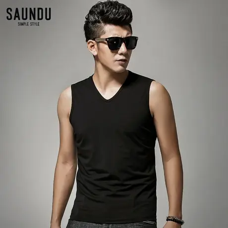 莫代尔背心男潮流夏季跨栏篮球运动健身坎肩宽肩紧身冰丝无袖t恤商品大图