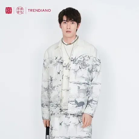 TRENDIANO『宫』联名系列秋季国画风外套男款潮牌宽松夹克商品大图