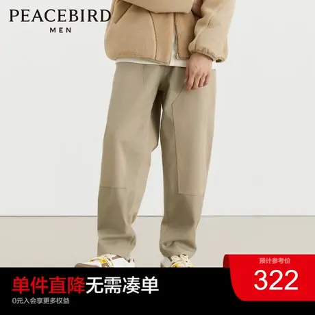 【伐木裤】太平鸟男装 卡其工装裤男2023年冬季美式裤潮奥莱商品大图